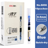 Deli 6/10pcs Rollerball Pen Set 0.5mm Black Blue Red Quick-drying Ink Gel Pens Stationery Supplies Student Writing Signature Pen