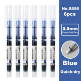 Deli 6/10pcs Rollerball Pen Set 0.5mm Black Blue Red Quick-drying Ink Gel Pens Stationery Supplies Student Writing Signature Pen