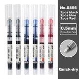 Deli 6/10pcs Rollerball Pen Set 0.5mm Black Blue Red Quick-drying Ink Gel Pens Stationery Supplies Student Writing Signature Pen