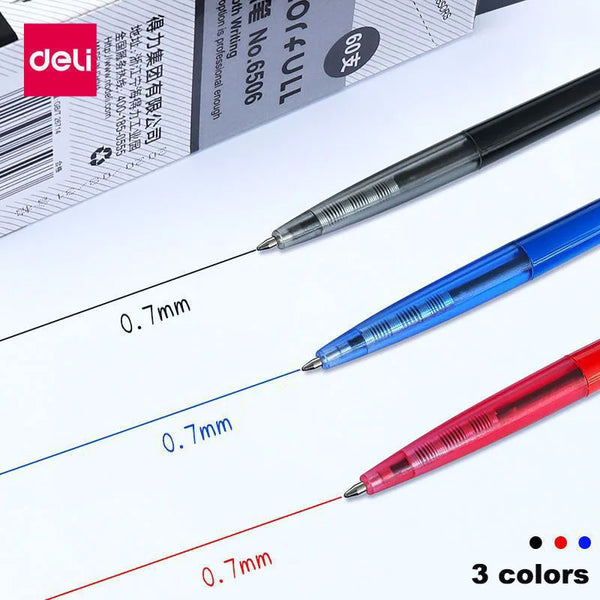 Deli 6/12pcs Ballpoint Pen Set 0.7mm Black Blue Red Ink Pens Stationer –  AOOKMIYA