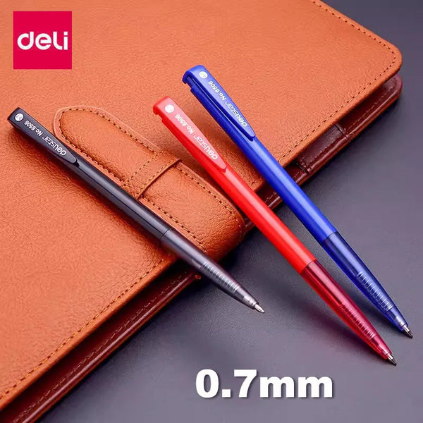 Deli 6/12pcs Ballpoint Pen Set 0.7mm Black Blue Red Ink Pens Stationer –  AOOKMIYA