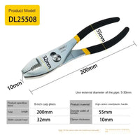 Deli 6" 8" 10"Carp Pliers Slip Joint Plier 2nd Gear Adjustable Automobile Repair Tool Big Mouth Fish Tail Pliers Slipper Pliers