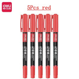 Deli 9pcs/Set Twin Tip Permanent Marker Pens 0.5-1.2mm Nib Waterproof Ink Oily Black Ink Fine Point Paint Marker Pen Stationery