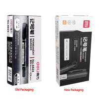 Deli 9pcs/Set Twin Tip Permanent Marker Pens 0.5-1.2mm Nib Waterproof Ink Oily Black Ink Fine Point Paint Marker Pen Stationery