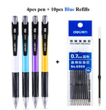 Deli Ballpoint Pen, 0.7mm Fine Point Blue ink, Retractable Rubber Grip Ball Point Writing Pens for Office School Business Gift