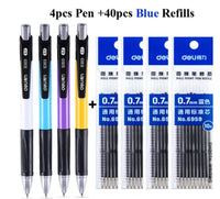 Deli Ballpoint Pen, 0.7mm Fine Point Blue ink, Retractable Rubber Grip Ball Point Writing Pens for Office School Business Gift