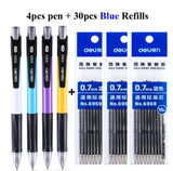 Deli Ballpoint Pen, 0.7mm Fine Point Blue ink, Retractable Rubber Grip Ball Point Writing Pens for Office School Business Gift