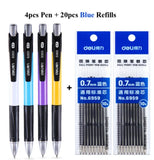 Deli Ballpoint Pen, 0.7mm Fine Point Blue ink, Retractable Rubber Grip Ball Point Writing Pens for Office School Business Gift