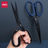 Deli Black Blade Scissors All Purpose Non Stick Stainless Steel Craft Sharp Fabric Scissors for Office School Home