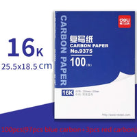 Deli Carbon Paper Double-sided Carbonless Copy Paper Thin Printing Dyeing Tracing Paper Office Papier Blue Red Transfer Papier