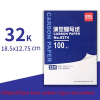 Deli Carbon Paper Double-sided Carbonless Copy Paper Thin Printing Dyeing Tracing Paper Office Papier Blue Red Transfer Papier