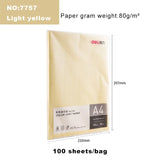 Deli Color Copy Paper A4 Color Computer Printing Paper 100 Sheets/Pack Student Hand-cut Paper-cut Office Supplies