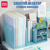 Deli Creative Desktop Storage Bookcase Drop Resistant Drawer Book Stand 2 In 1 Large Capacity Combination Storage Book Stand