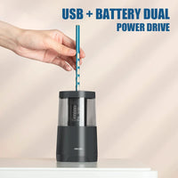 Deli Dual Power Electric Pencil Sharpener Multi-Pen Safety Protection Alloy Steel Roller Blade Pencil Sharpener Office Supplies