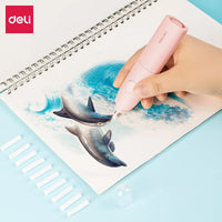 Deli Electric Erasers Cleaner Art Eraser for Kids Automatic Sketch Painting Eraser with Eraser Refill Teenage School Supplies