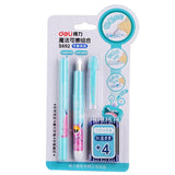 Deli Erasable 4 Blue Ink Sacs Fountain Pen Set 0.5mm Fine Nib Student Writing Tool School Office Supply Creative Stationery Gift