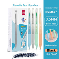 Deli Erasable Pen Set 0.5mm Gel Pen Erase Blue Black Ink Refill for  Stationery School Supplies Erasable Ballpoint Pen Kawaii