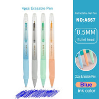 Deli Erasable Pen Set 0.5mm Gel Pen Erase Blue Black Ink Refill for  Stationery School Supplies Erasable Ballpoint Pen Kawaii