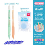 Deli Erasable Pen Set 0.5mm Gel Pen Erase Blue Black Ink Refill for  Stationery School Supplies Erasable Ballpoint Pen Kawaii