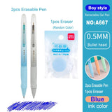 Deli Erasable Pen Set 0.5mm Gel Pen Erase Blue Black Ink Refill for  Stationery School Supplies Erasable Ballpoint Pen Kawaii