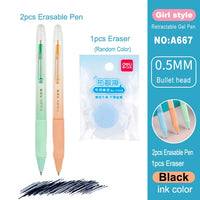 Deli Erasable Pen Set 0.5mm Gel Pen Erase Blue Black Ink Refill for  Stationery School Supplies Erasable Ballpoint Pen Kawaii