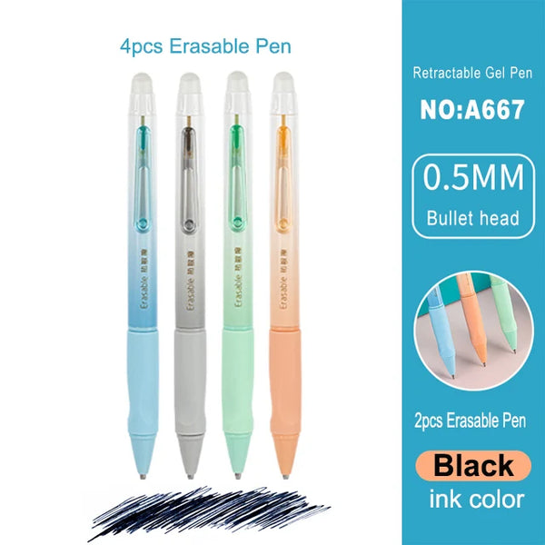 4pcs/set, Gel Pen, School Supplies, Retractable, Stationary, 0.5mm