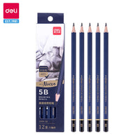 Deli Fine Sketching Pencil 12pcs Set Basswood Drawing Pencils H/HB/2H/3H/B/2B/3B/4B/5B/6B/7B/8B/9B/10B/12B School Art Supplies