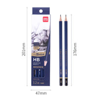 Deli Fine Sketching Pencil 12pcs Set Basswood Drawing Pencils H/HB/2H/3H/B/2B/3B/4B/5B/6B/7B/8B/9B/10B/12B School Art Supplies