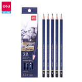 Deli Fine Sketching Pencil 12pcs Set Basswood Drawing Pencils H/HB/2H/3H/B/2B/3B/4B/5B/6B/7B/8B/9B/10B/12B School Art Supplies