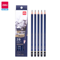 Deli Fine Sketching Pencil 12pcs Set Basswood Drawing Pencils H/HB/2H/3H/B/2B/3B/4B/5B/6B/7B/8B/9B/10B/12B School Art Supplies