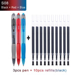 Deli Gel Pens 0.5mm Retractable Bullet Ballpoint Pen Blue Black Red Ink Refill for School Office Writing Stationery Supplies