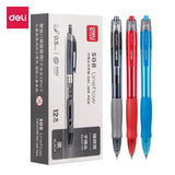 Deli Gel Pens 0.5mm Retractable Bullet Ballpoint Pen Blue Black Red Ink Refill for School Office Writing Stationery Supplies