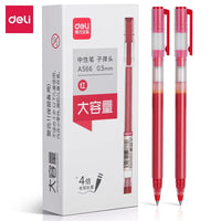 Deli Gel Pens High Capacity Gel School Pens Black Red Waterproof Gel Ink Ballpoint Pen Stationery Writing Supplies Office