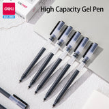 Deli Gel Pens High Capacity Gel School Pens Black Red Waterproof Gel Ink Ballpoint Pen Stationery Writing Supplies Office