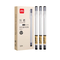 Deli Gel Pens Porous-Point 0.3/0.35/0.38/0.5MM Black ink Signing Pen For School Office Cute Stationery Supplies Exam Spare