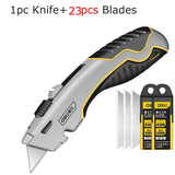 Deli Heavy Duty Box Cutter Zinc Alloy Pocket Knife нож Third Gear Retractable Utility Knife Built-in 3Blades for Leather Carpet