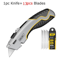 Deli Heavy Duty Box Cutter Zinc Alloy Pocket Knife нож Third Gear Retractable Utility Knife Built-in 3Blades for Leather Carpet