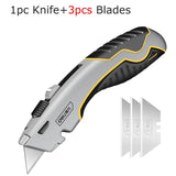 Deli Heavy Duty Box Cutter Zinc Alloy Pocket Knife нож Third Gear Retractable Utility Knife Built-in 3Blades for Leather Carpet