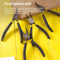 Deli Industry Hand Tools 4 Pcs 7" Circlip and Snap Ring Pliers Set Internal External Straight Curved Retain Snap Ring Pliers