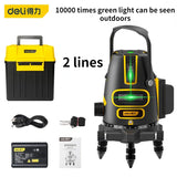 Deli Laser Level Green Radius 2/3/5 Cross Lines SelfLeveling 360 Rotatable Indoor Outdoor Alternating Direct Horizontal Vertical