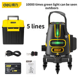 Deli Laser Level Green Radius 2/3/5 Cross Lines SelfLeveling 360 Rotatable Indoor Outdoor Alternating Direct Horizontal Vertical