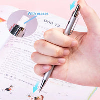 Deli Mechanical Pencil 0.7mm HB Metal Automatic Pencils for Student Art Sketch Writing 2B Pencil Lead Refills With Erasers