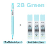 Deli Mechanical Pencil 2.0mm Lead HB 2B Sketch Writing Automatic Pencil Refills for Kids Stationery with Sharpener Pencil