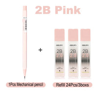 Deli Mechanical Pencil 2.0mm Lead HB 2B Sketch Writing Automatic Pencil Refills for Kids Stationery with Sharpener Pencil