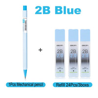 Deli Mechanical Pencil 2.0mm Lead HB 2B Sketch Writing Automatic Pencil Refills for Kids Stationery with Sharpener Pencil