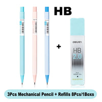 Deli Mechanical Pencil 2.0mm Lead HB 2B Sketch Writing Automatic Pencil Refills for Kids Stationery with Sharpener Pencil