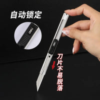 Deli Metal Box Cutters Retractable with 9mm Snap off Blades Razor Knife Utility Knife for Carton, Cardboard, Paper Cutter