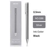 Deli Metal Gel Pens Rotate Sign Ballpen Pens 0.5mm Smooth Refill Black Ink for Kids Office School Writing Pen Stationary