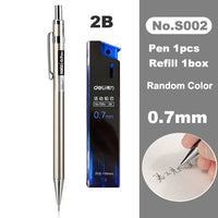 Deli Metal Mechanical Pencil 0.7mm 2B Lead Pencil Refill for Kids Writing Sketching Art Drawing Stationery Automatic Pencil Set