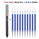 Deli Metal Rotary Gel Ink Ballpoint Pen, 0.5mm Extra Fine Bullet Rods Signature Business Smooth Writing Pens for Office School